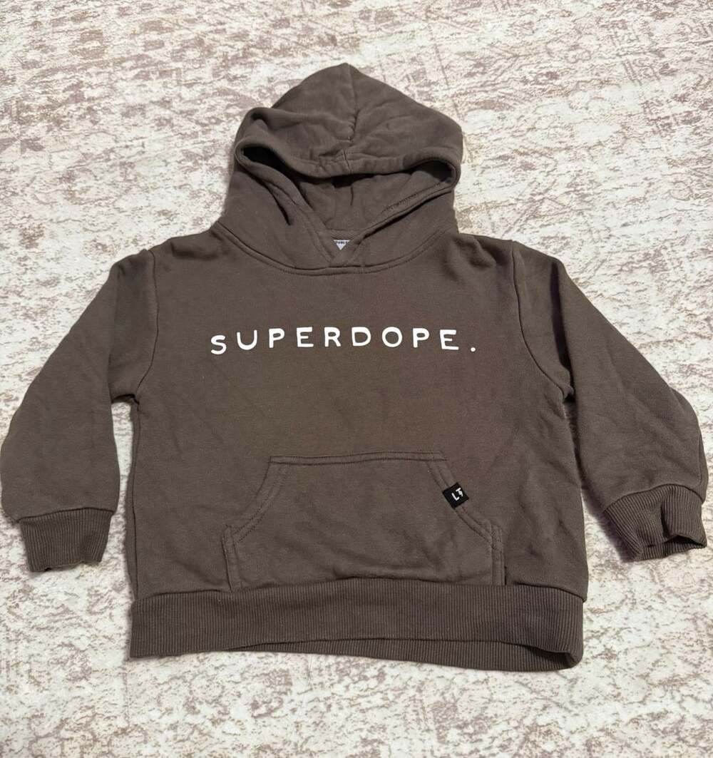 18-24m Little Trouble Superdope Pullover Hoodie with Front Pocket